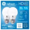 General Electric 2pk Refresh Daylight HD 60W Equivalent A15 Ceiling Fan LED Bulb Frost