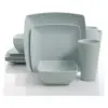 Gibson 99898.16R Home Soho Grayson Square Melamine Everyday 16 Piece Reactive Glaze Dinnerware Set Plates, Bowls, and Cups, Dishwasher Safe, Mint