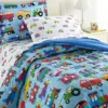 Twin Trains with Planes and Trucks Lightweight Cotton Comforter Set - WildKin