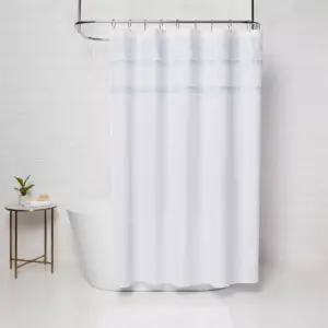 Medallion Sheer Embroidery Shower Curtain White/Aqua - Threshold™