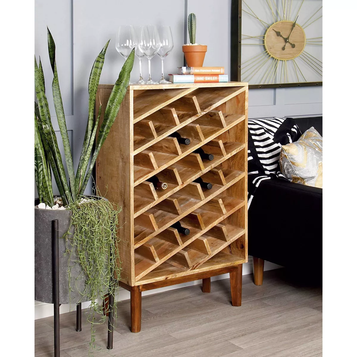 Modern Wood Wine Rack Brown - Olivia & May