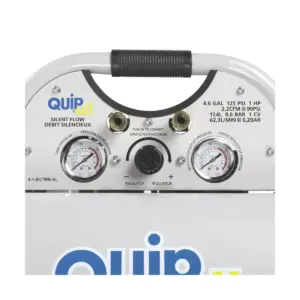 Quipall 4-1-SILTWN-AL Ultra Quiet 1 HP 4.6 Gallon Oil-Free Twin Stack Air Compressor