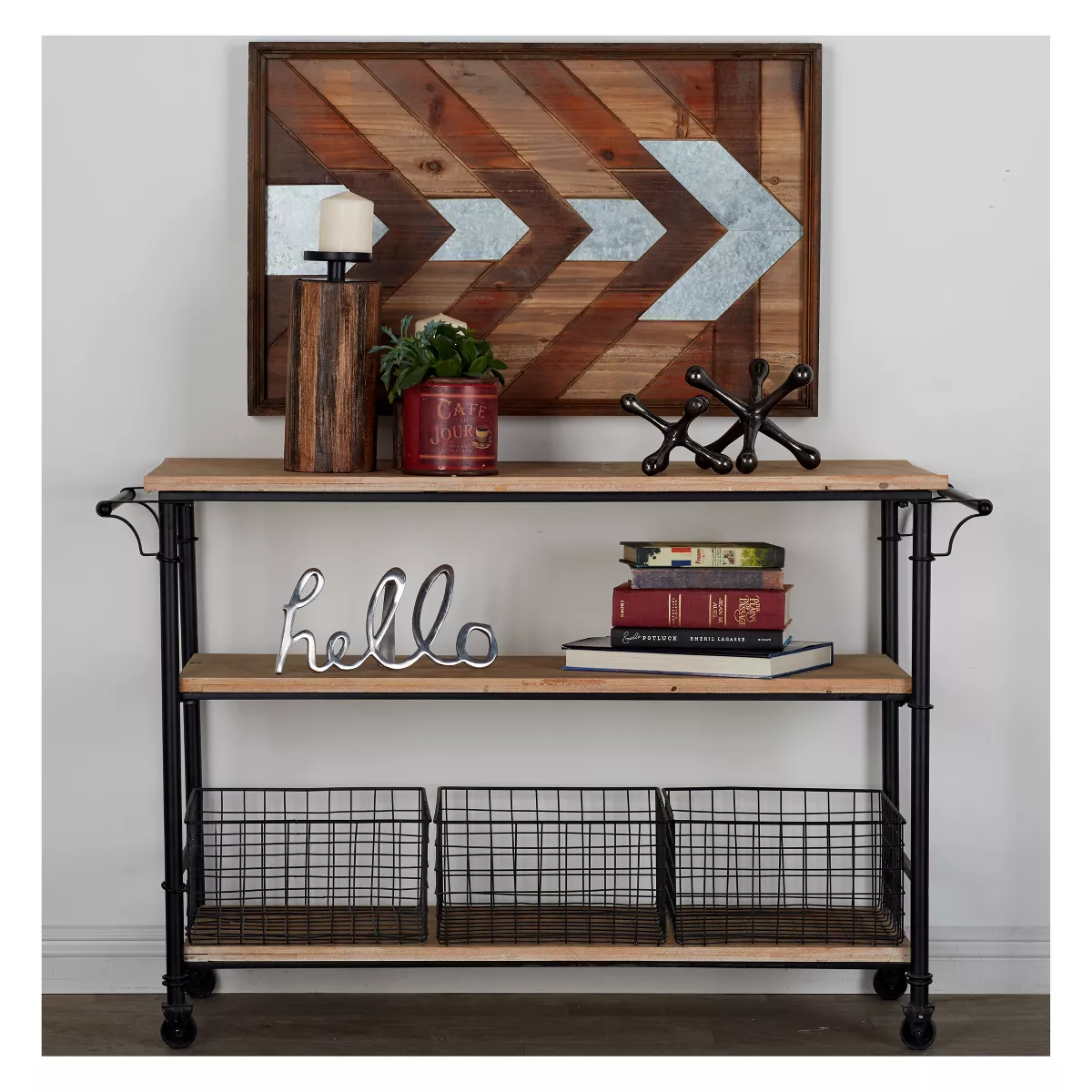 Metal and Wood Rolling Utility Cart Brown - Olivia & May