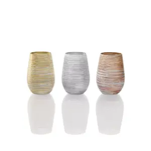 16.5oz 6pk Glass Olympia Twister Tumbler Drinkware Set White/Gold - Stolzle Lausitz
