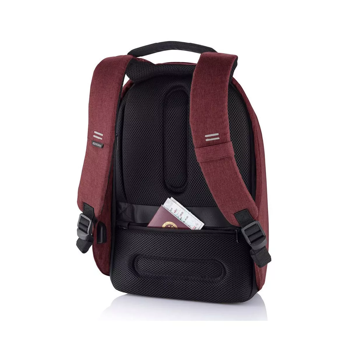 XD Design Bobby Hero Small Anti Theft Travel Eco Friendly Laptop Backpack with USB Port, RFID Protected Pockets, and Hidden Zippers, Red