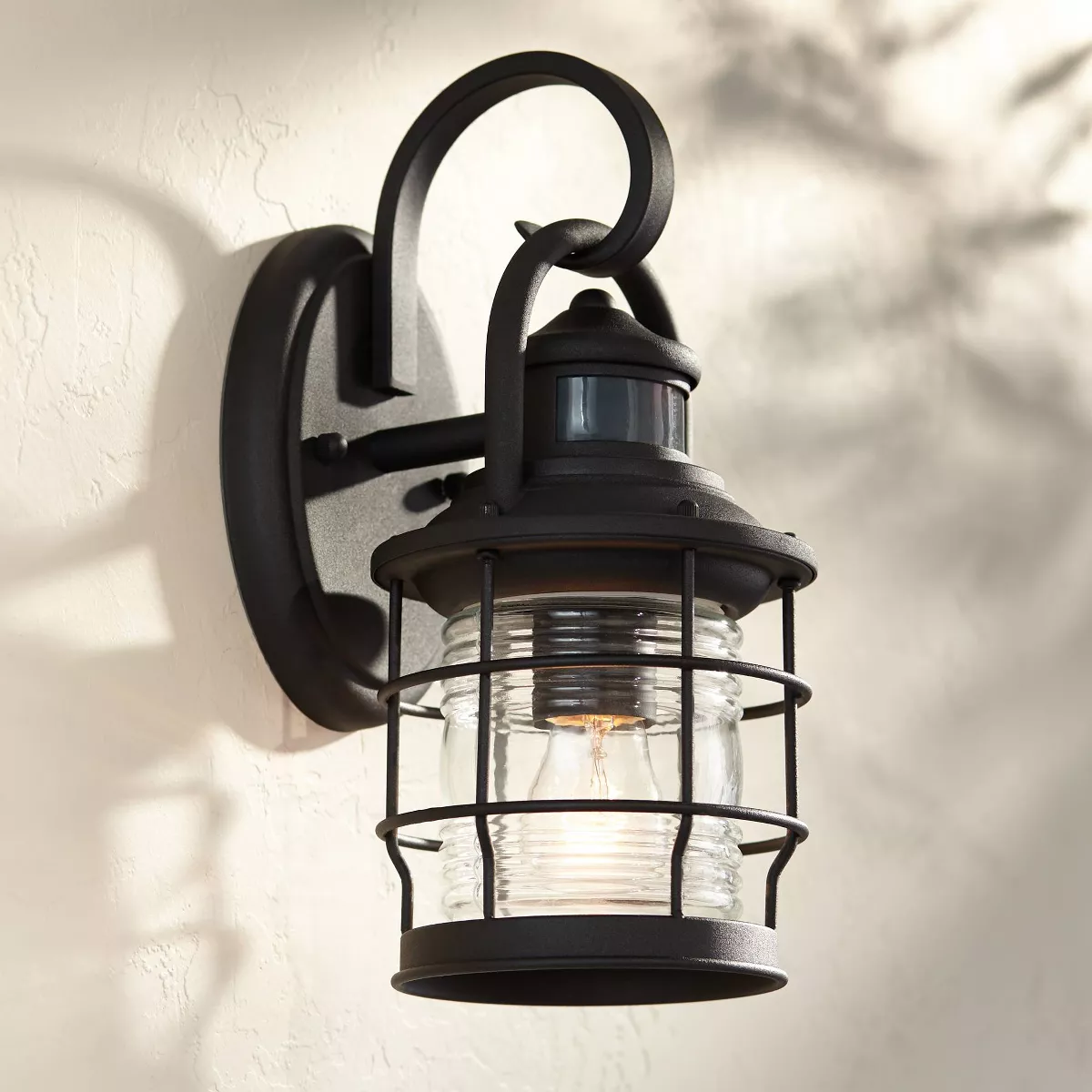 John Timberland Nautical Outdoor Wall Light Fixture Textured Black Cage 12