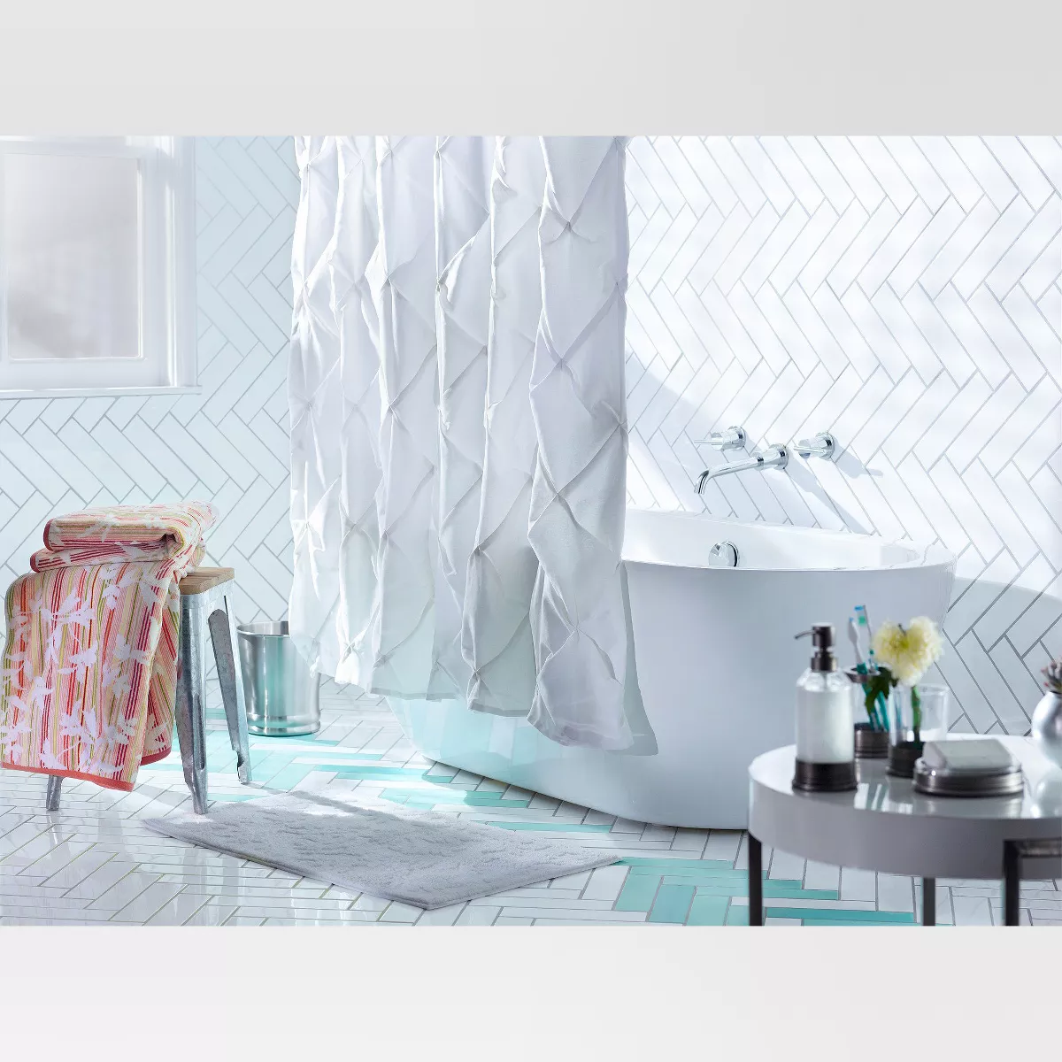 Pinch Pleat Shower Curtain Snow White - Threshold™