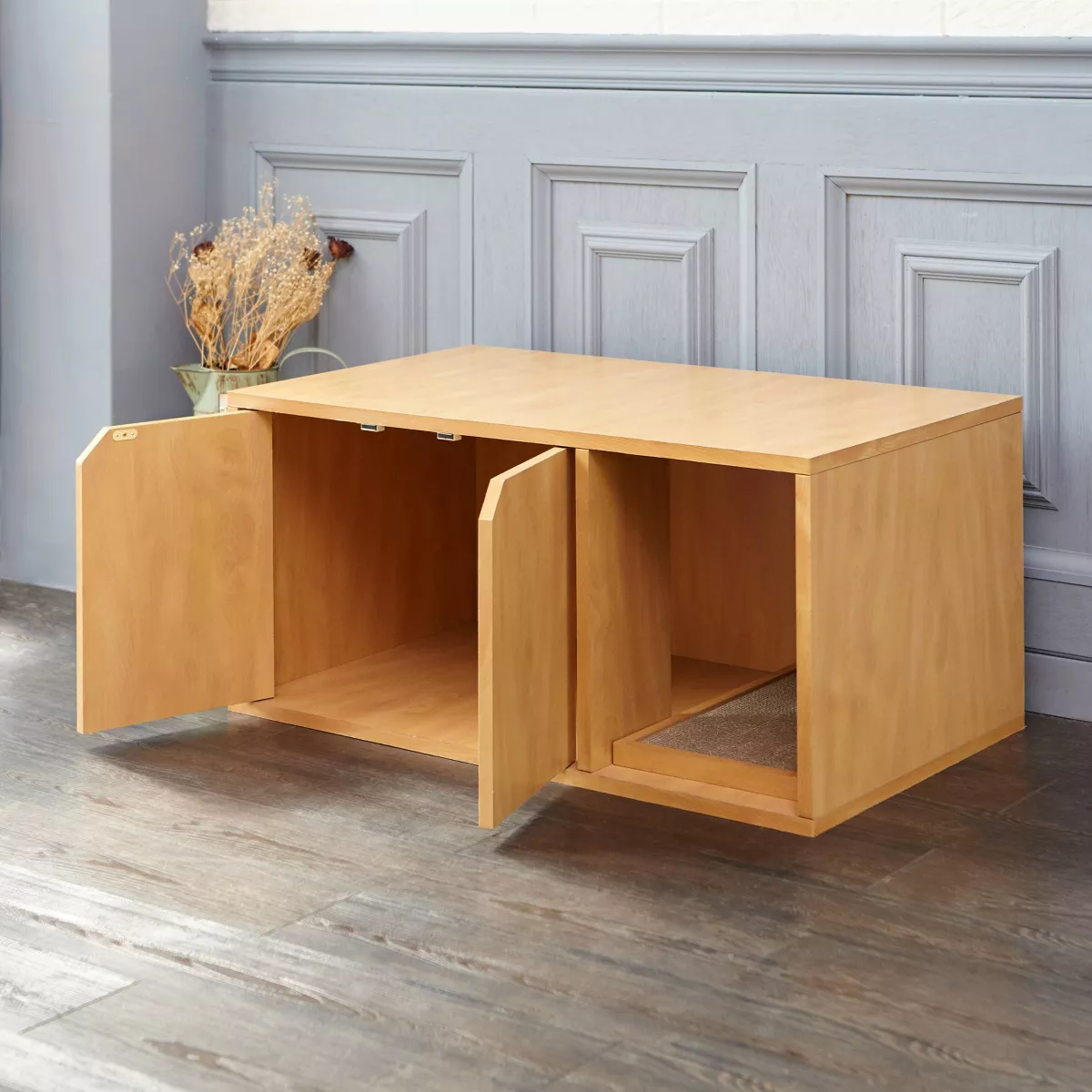 Way Basics Eco Cat Litter Box Enclosure - Natural Wood Grain