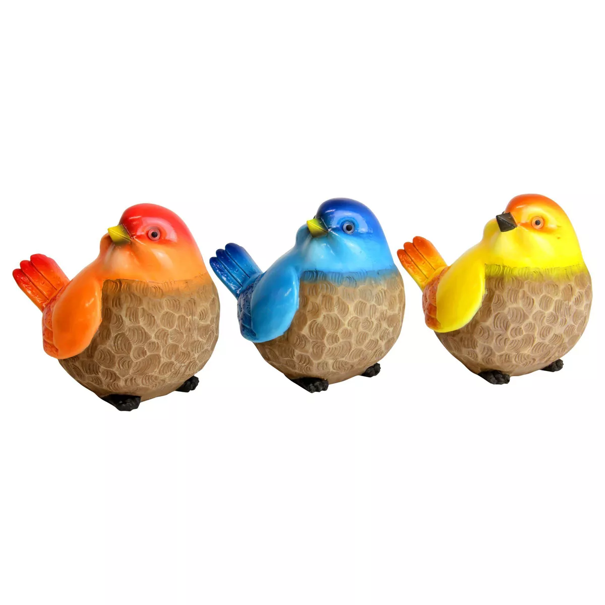 Set of 3 Resin Bird Statue Orange/Blue/Yellow - Exhart