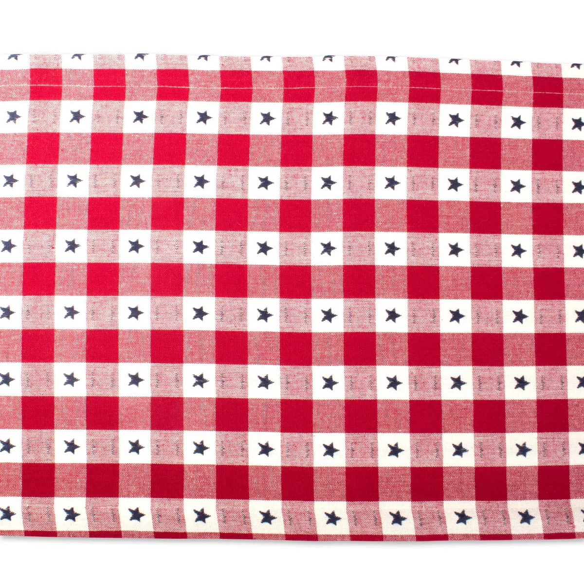 72"x14" Star Check Table Runner Red/White - Design Imports