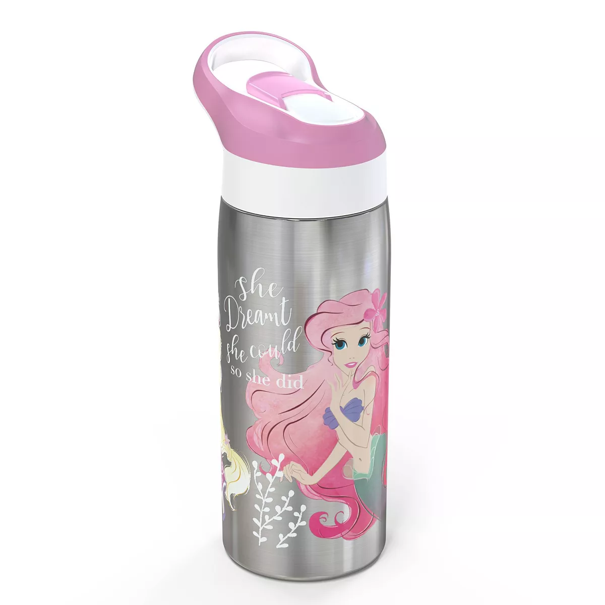 Disney Princess 19oz Stainless Steel Water Bottle Pink/Black - Zak Designs