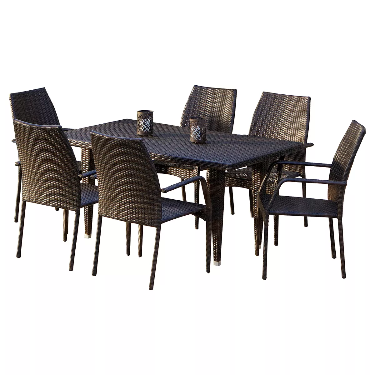 Canoga 7pc Wicker Patio Dining Set - Brown - Christopher Knight Home