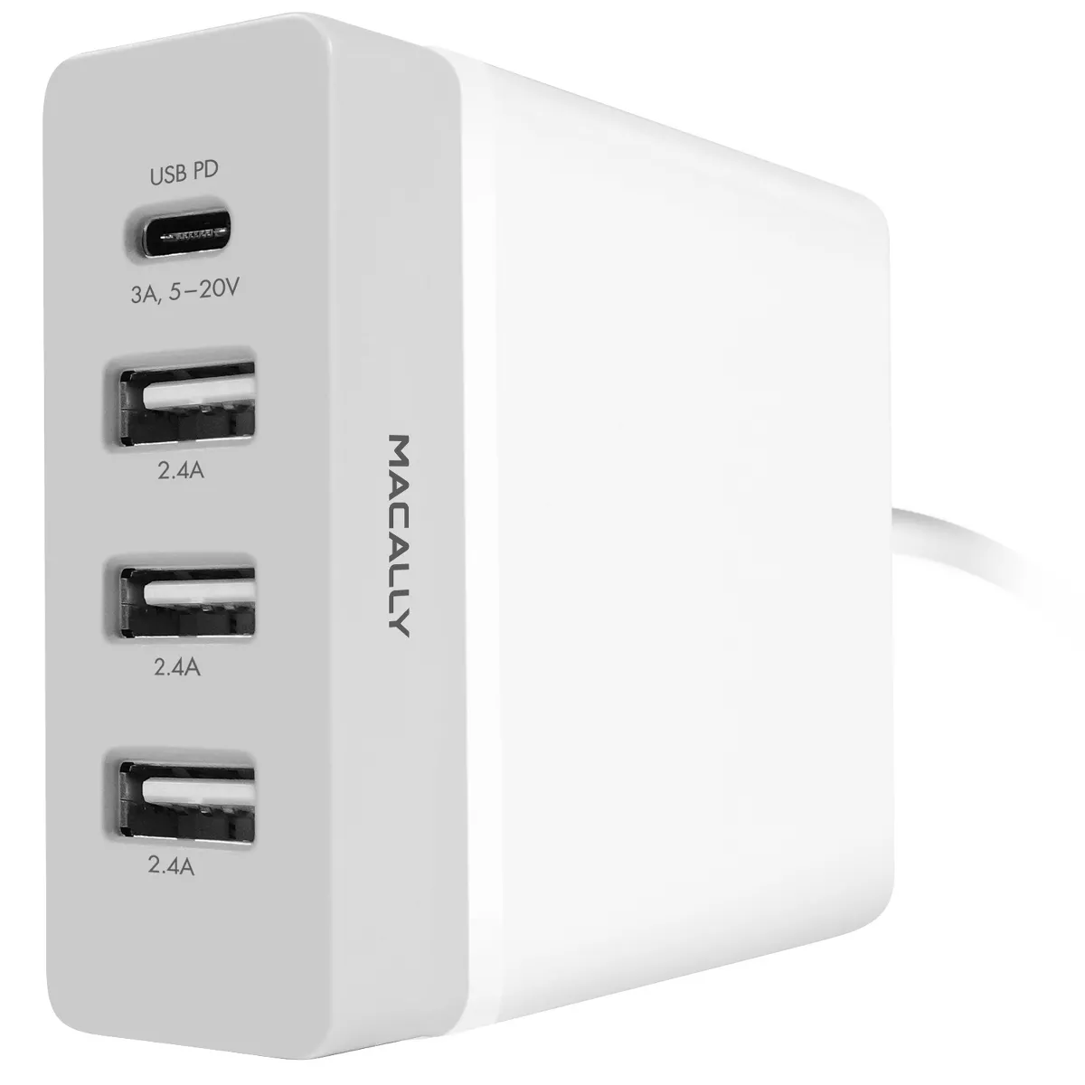 Macally 72-Watt 3-Port USB-A, 1 USB-C Port Wall Charger