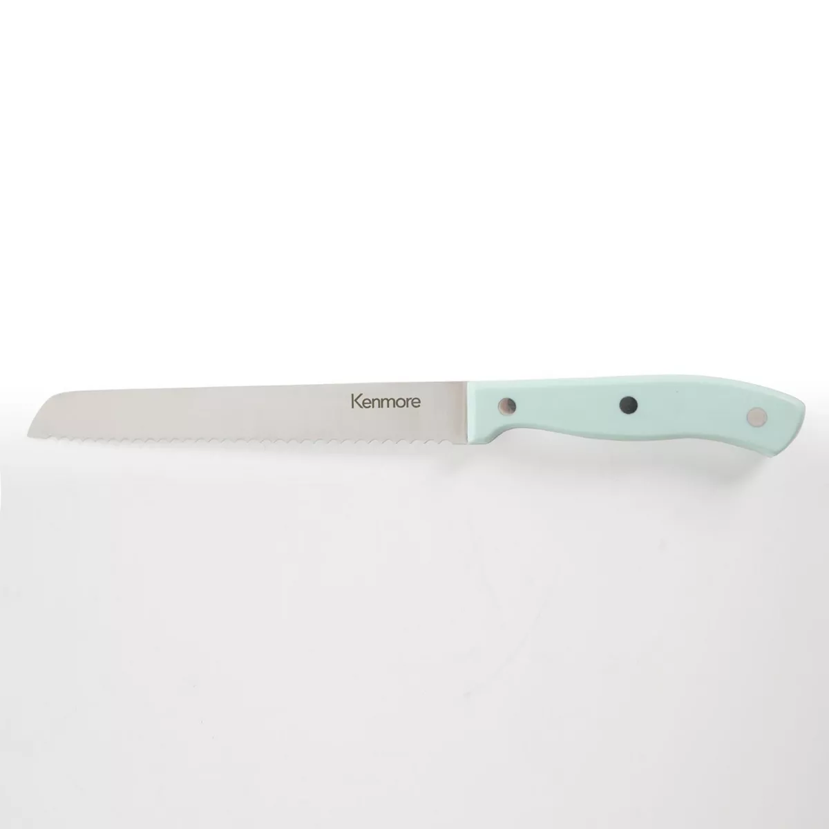 Kenmore Kane 14 Piece Stainless Steel Cutlery Set in Glacier Blue with Rubber Wood Block