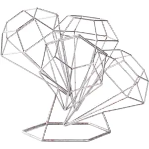 Vintiquewise Vintage Decorative Metal Diamond Shaped Tabletop Countertop Wine 4 Bottle Holder