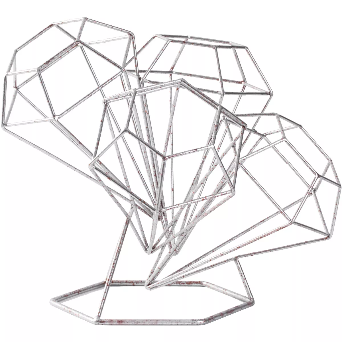 Vintiquewise Vintage Decorative Metal Diamond Shaped Tabletop Countertop Wine 4 Bottle Holder