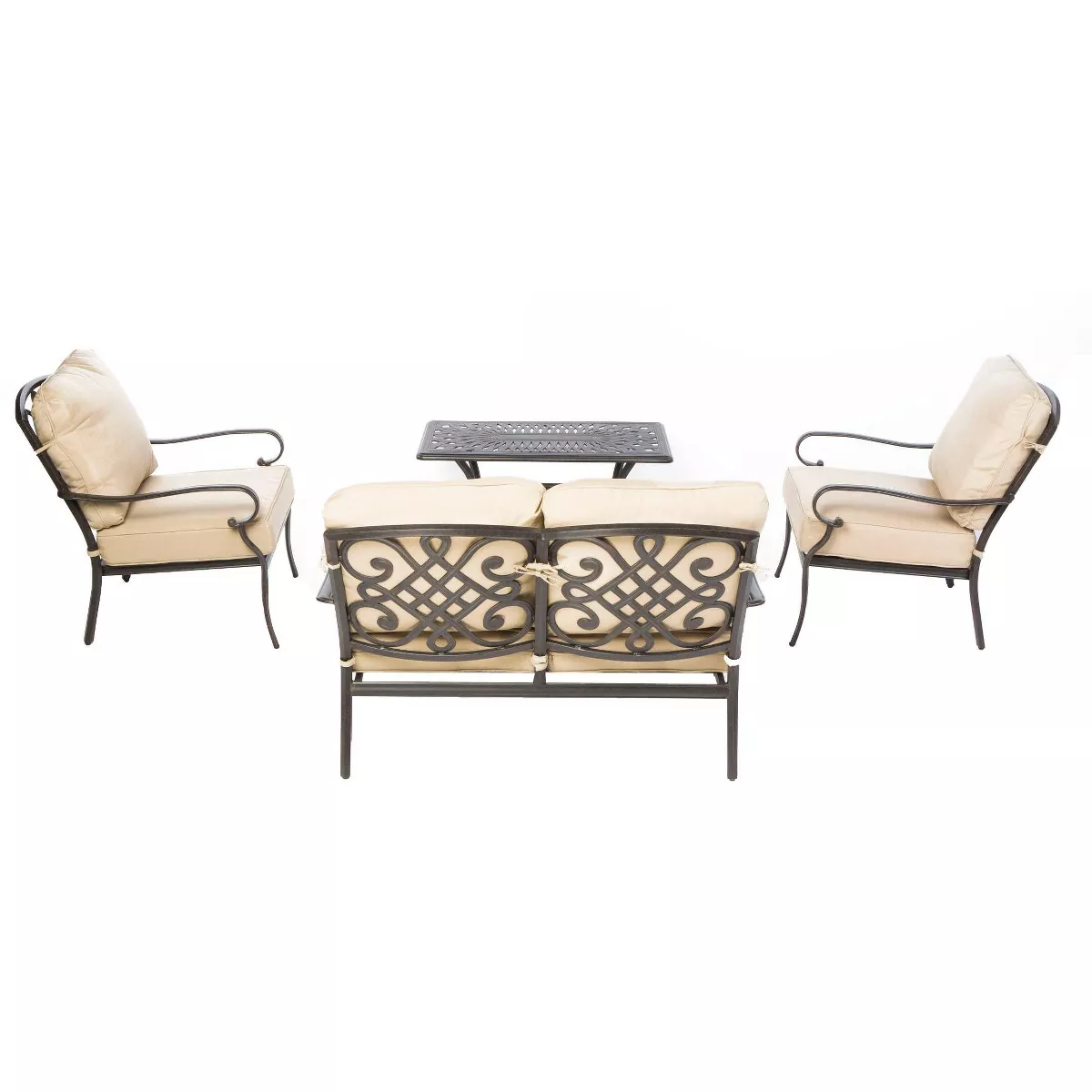 4pc Newbury Cast Aluminum Deep Seating Set with Coffee Table - Alfresco Home