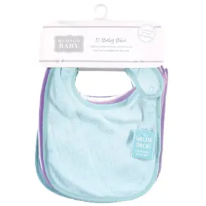 Hudson Baby Infant Girl Rayon from Bamboo Terry Bibs, Purple Mint, One Size