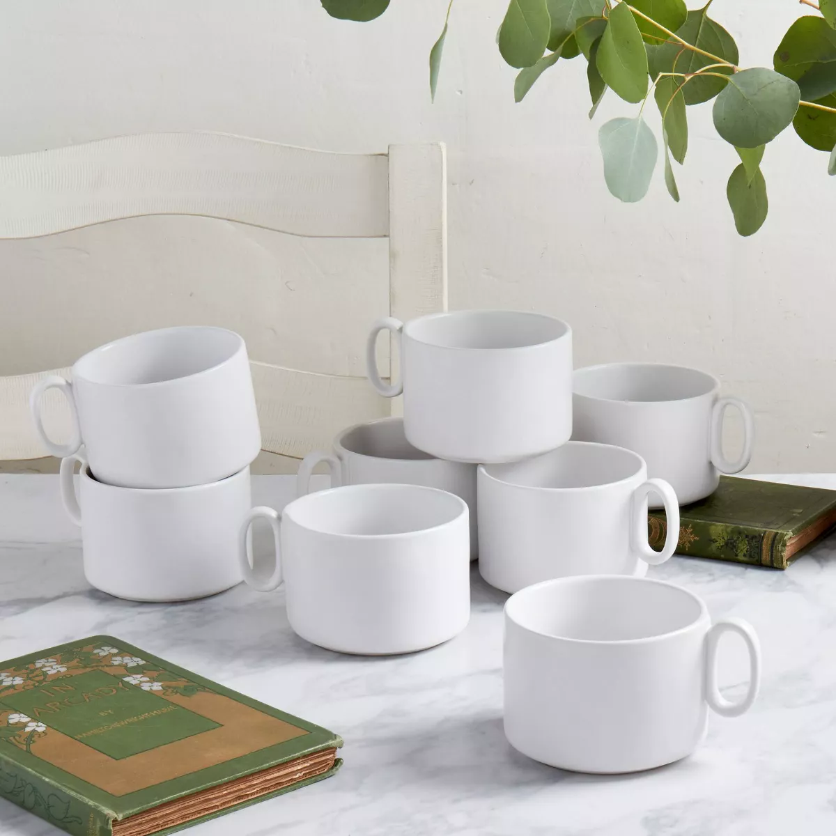 15oz 8pk Stoneware Chef Stack Mugs with Handles - Tabletops Gallery