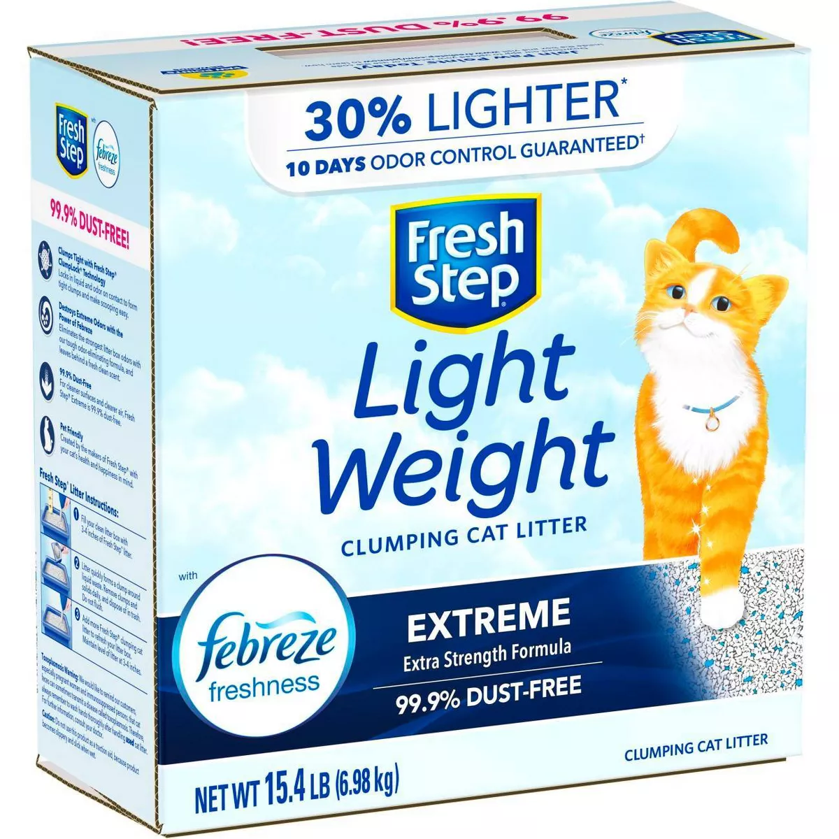 Fresh Step Lightweight Extreme Scented Litter with the Power of Febreze Clumping Cat Litter- 15.4lb