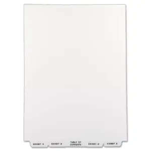 Avery-Style Legal Exhibit Bottom Tab Divider Title: Exhibit A-Z Letter White 11376