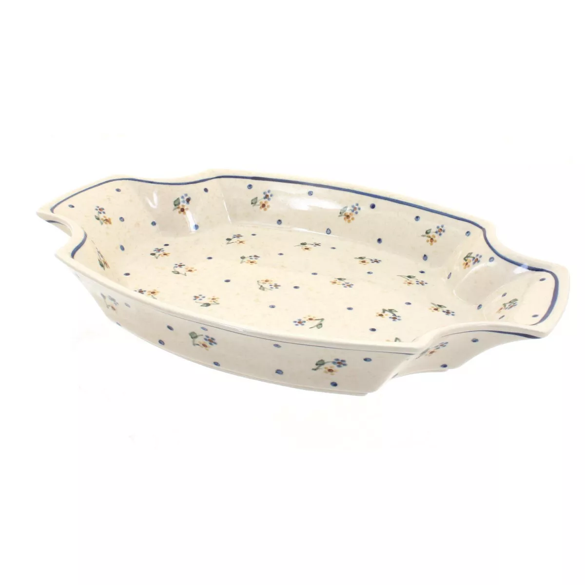Blue Rose Polish Pottery Country Meadow Large Serving Tray