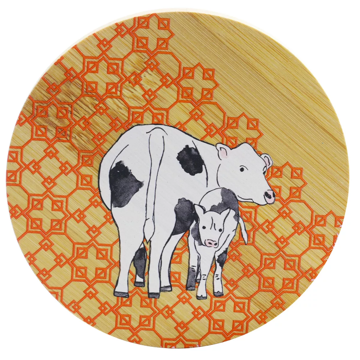Gibson Urban Market 4 Piece Bamboo Coaster Set with Decorative Farm Animals
