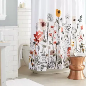 Floral Wave Shower Curtain White - Threshold™