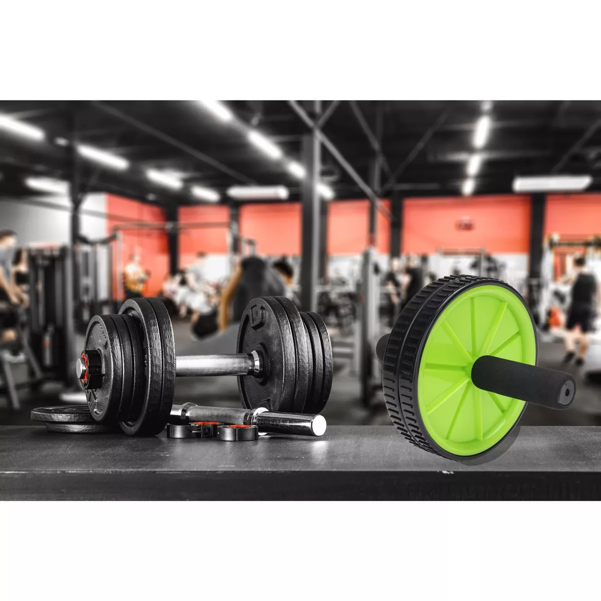 Mind Reader Dual Wheel Split Ab Roller, Black/Green