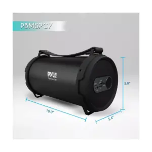 Pyle PBMSPG7 60 Watt Portable Bluetooth Wireless Indoor/Outdoor BoomBox Speaker Stereo Digital Sound Amplifier, Black (4 Pack)
