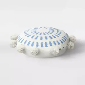Round Pom Throw Pillow Blue/White - Opalhouse™