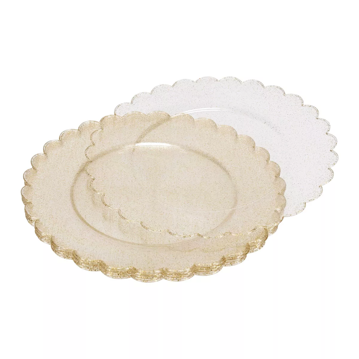 8ct Scalloped Dinner Paper Plates Gold Glitter - Spritz™