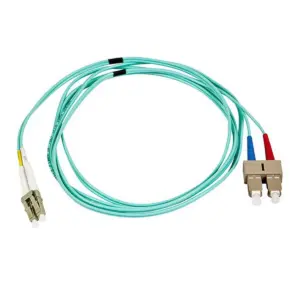Monoprice Fiber Optic Cable - 2 Meter - Aqua | LC to SC, OM3, 50/125 Type, Multi Mode, 10Gb, Duplex
