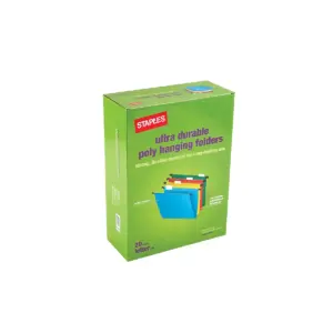 Staples Poly Hanging File Folders 5-Tab Letter Size Assorted Colors 20/BX TR13324/13324
