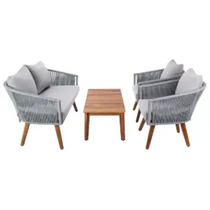 Velso 4pc Living Set - Gray/Natural - Safavieh
