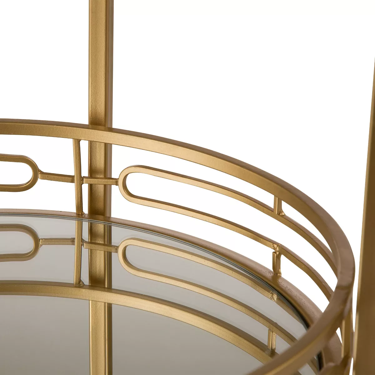Deluxe Metal Round Mirrored Bar Cart Gold - Glitzhome