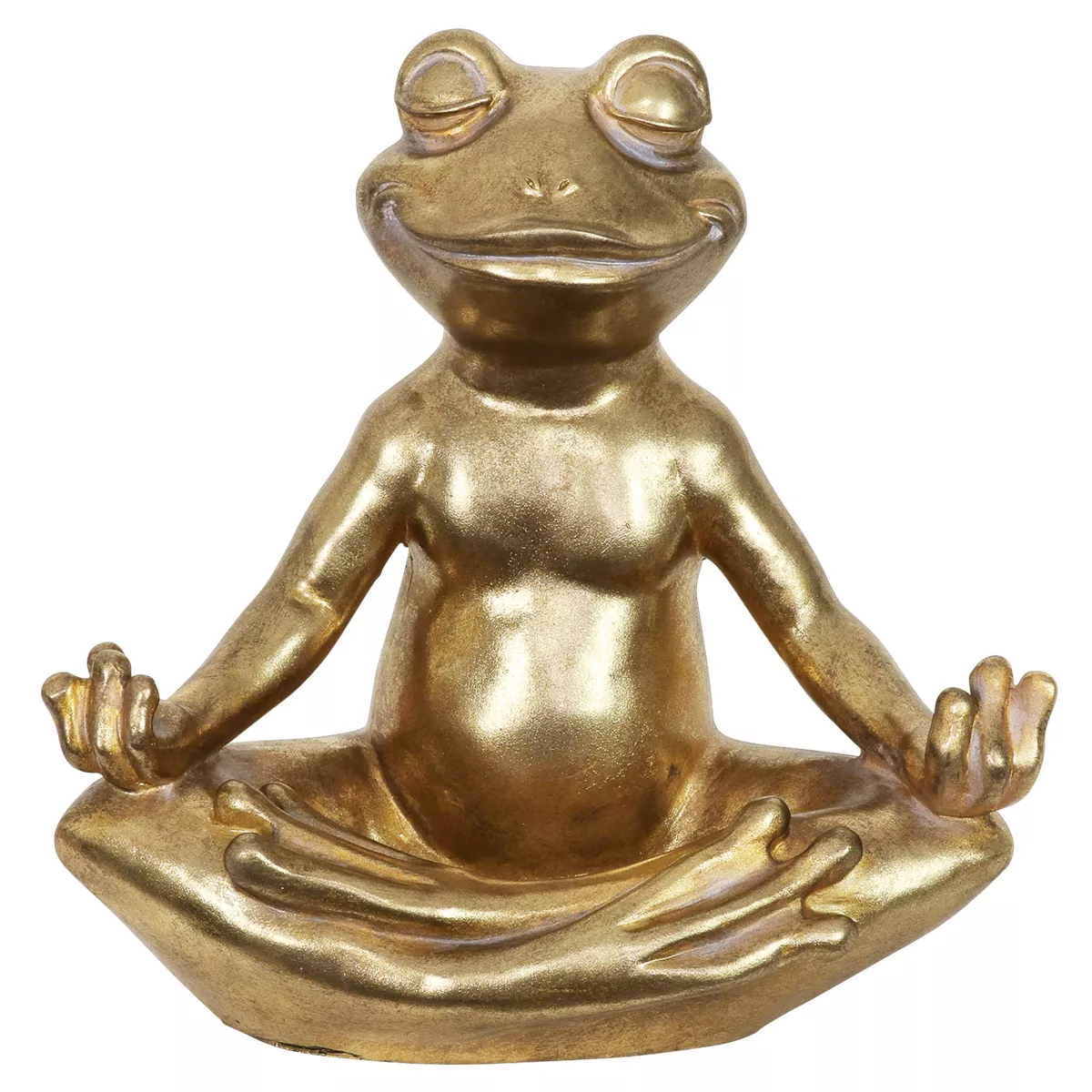 14.17" Resin Yoga Frog Statue Gold - Exhart