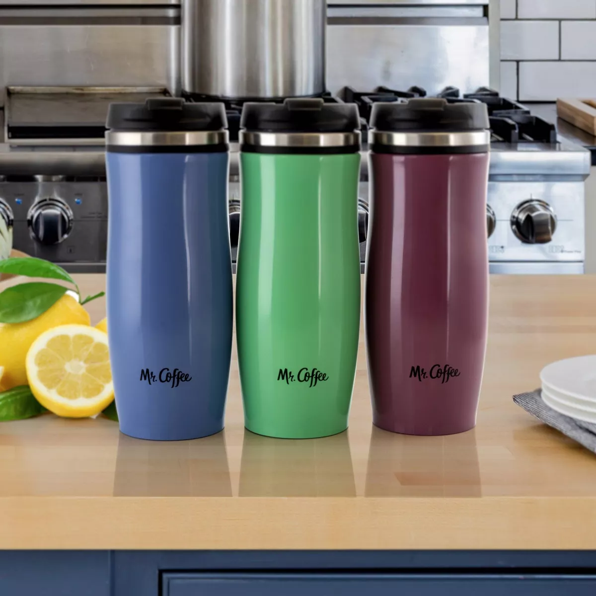 Mr. Coffee 12.5oz 3pk Stainless Steel Insulated Thermal Travel Mugs