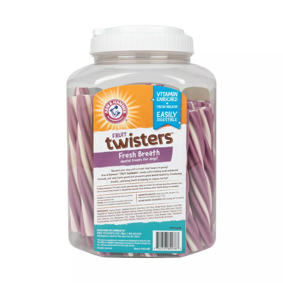 Arm & Hammer Fruit Twisters Blueberry Dental Dog Treats - 57ct