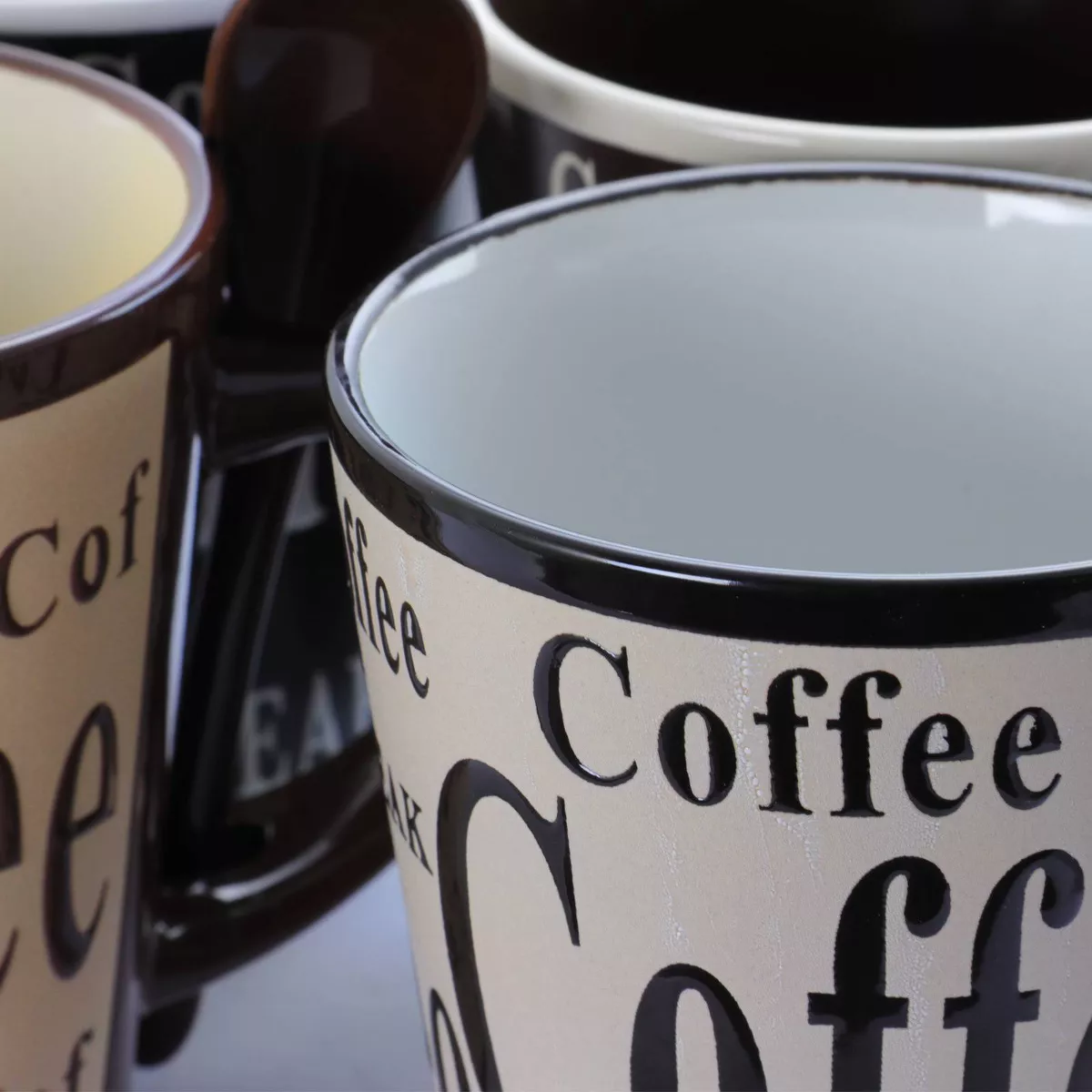 Gibson Home 13oz 8pk Stoneware Bareggio Coffee Mugs with Spoon Set
