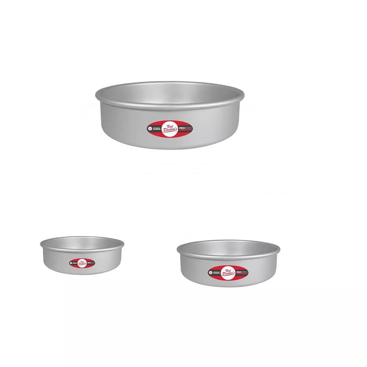 Fat Daddio's Anodized Aluminum Round Cake Pan with Solid Bottom (3 Sizes)