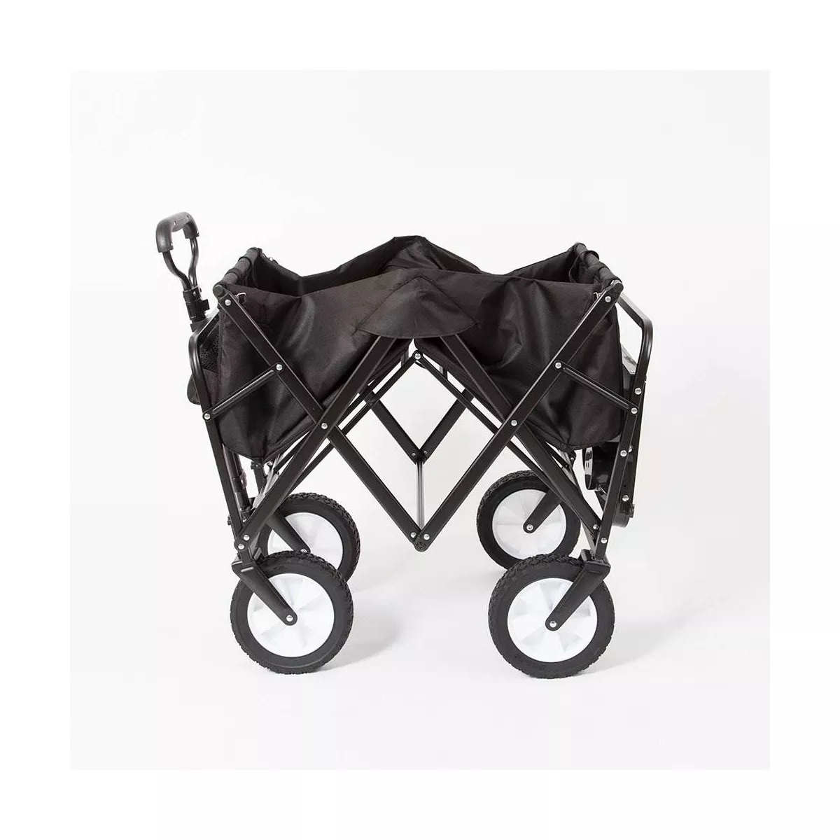 Mac Sports Collapsible Folding Outdoor Garden Utility Wagon Cart w/ Table, Black