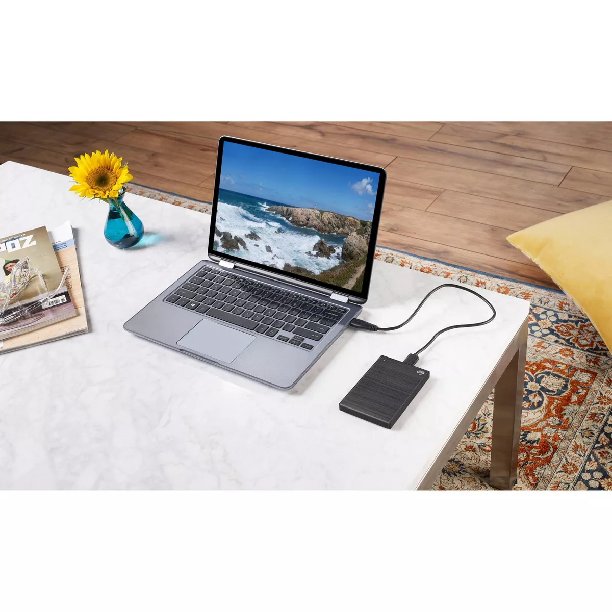 Seagate 2TB One Touch Slim Portable External Hard Drive USB 3.0 - Black (STKB2000400)