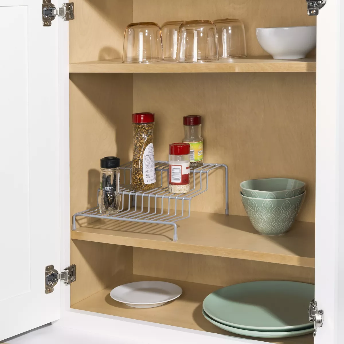 Home Basics 3 Level Vinyl Coated Steel Seasoning Rack, Silver