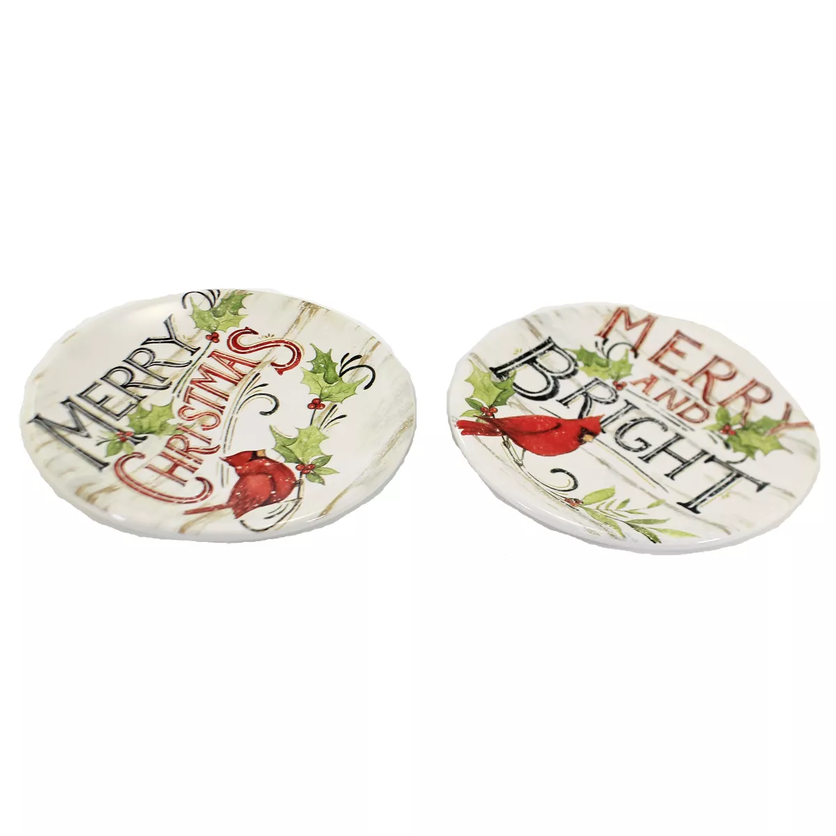 Tabletop 6.5" Evergreen Canape Plates Set/4 Christmas Cardinals Certified International - Dining Plates