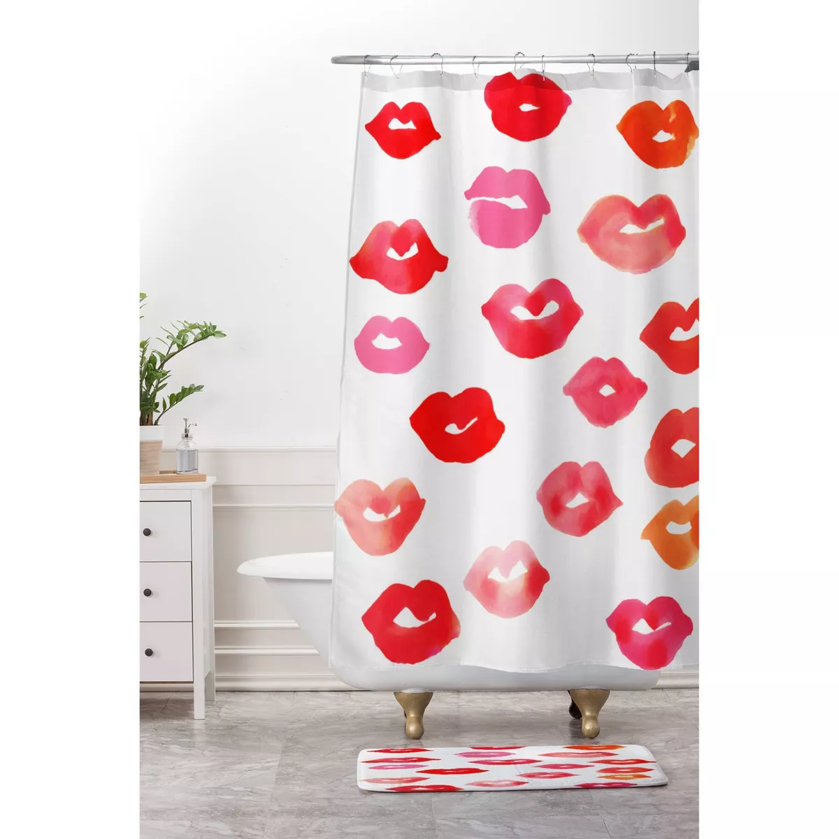 Le Baiser Lips Shower Curtain Red - Deny Designs