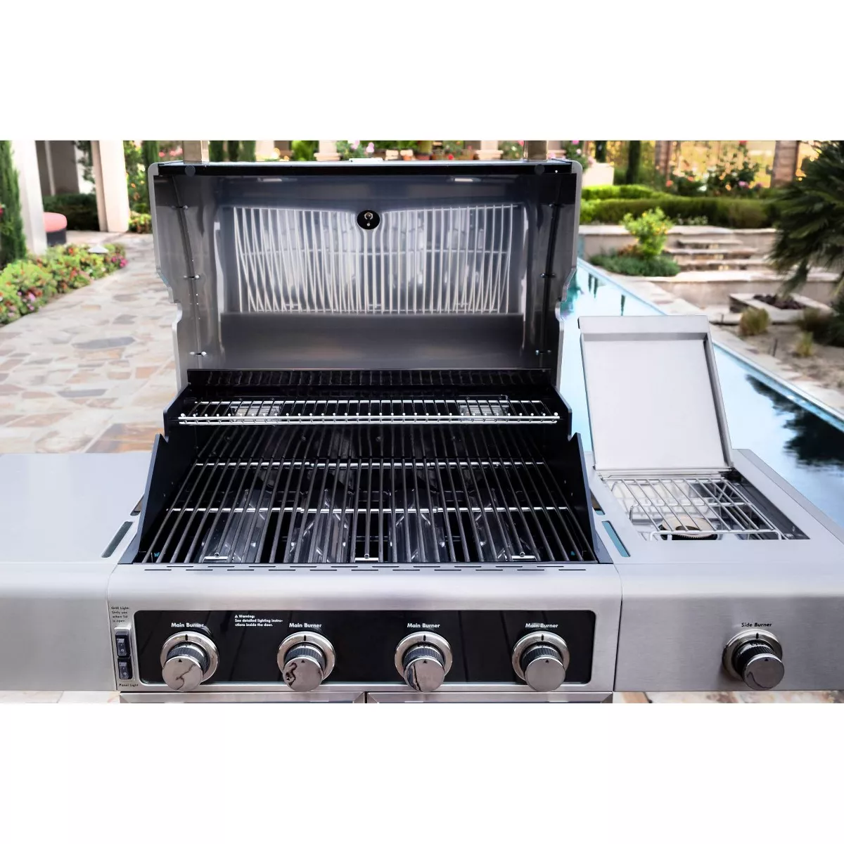 Kenmore Elite 4-Burner Outdoor Gas BBQ Grill with Side Burner PG-40415S0LC Gun Metal