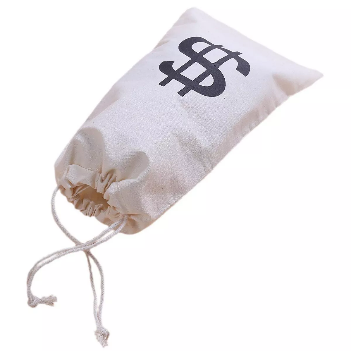 Juvale 12-Piece Money Bag Pouch with Drawstring Closure Canvas Cloth & Dollar Sign Symbol 4.7 x 9 in