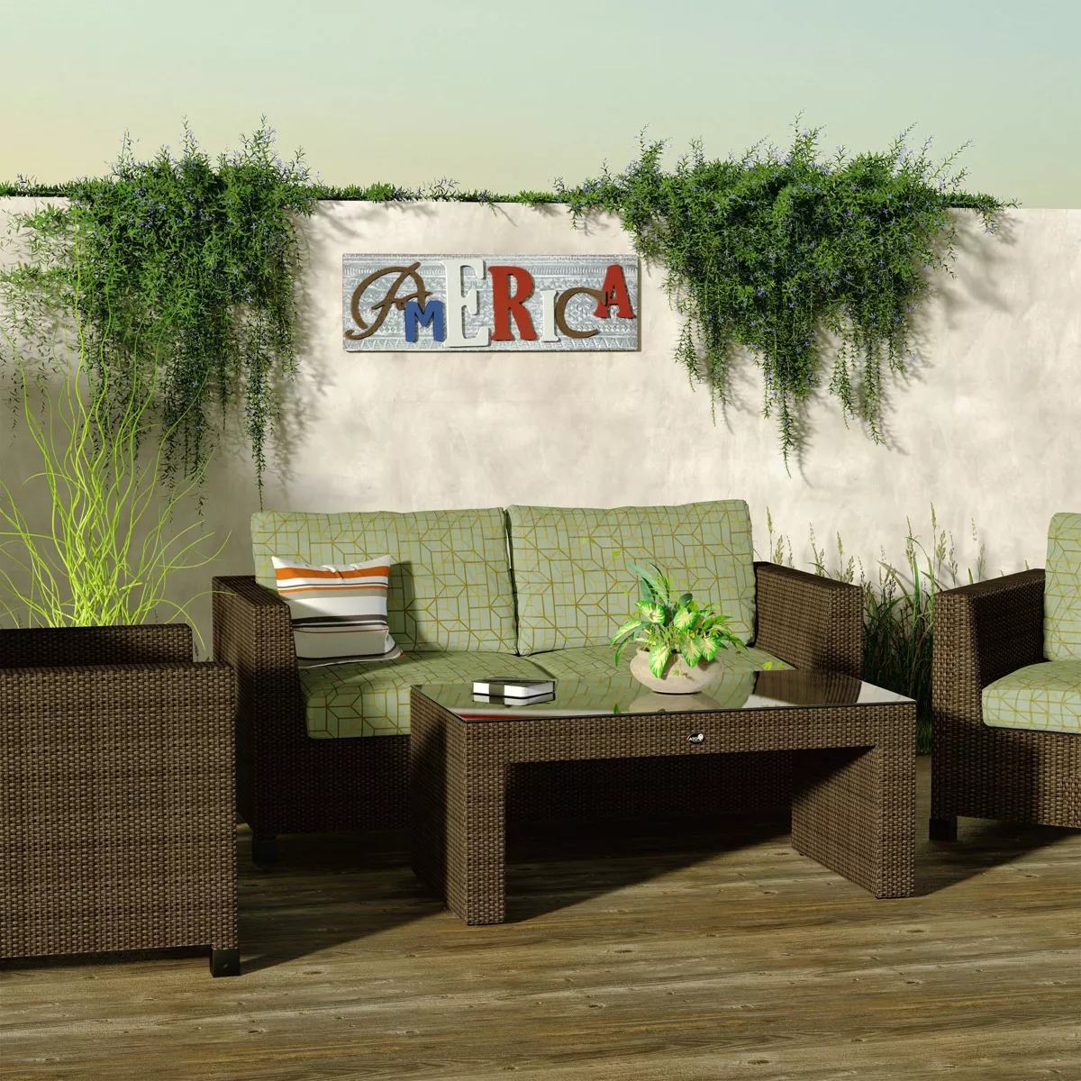 Wood and Metal America Wall Decor - Alpine Corporation