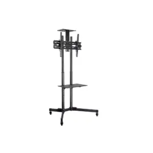 Monoprice TV Wall Mount Bracket Stand Cart With Media Shelf For TVs 32in-70in, Tilt, Max Weight 110lbs, VESA Patterns Up to 600x400, Height Adjustable